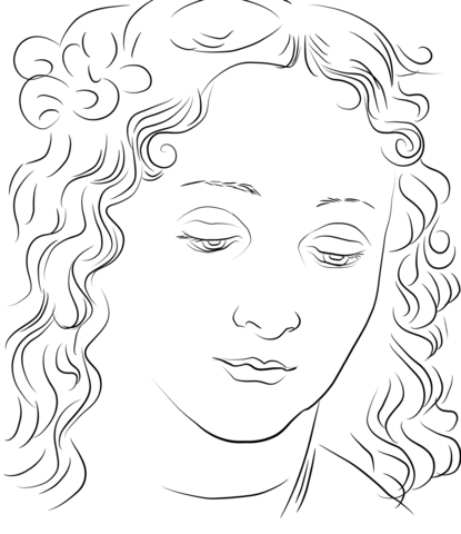 Woman'S Head By Leonardo Da Vinci Coloring Page